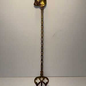 Vintage English Solid Brass Toasting Fork with Horse Head